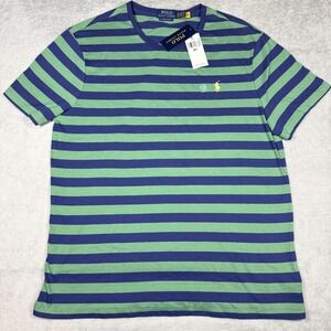 Polo Ralph Lauren Custom Slim Fit Striped T Shirt Men's XXL Blue Green New